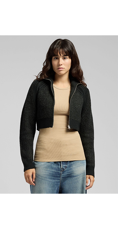 クロップドジップセーター